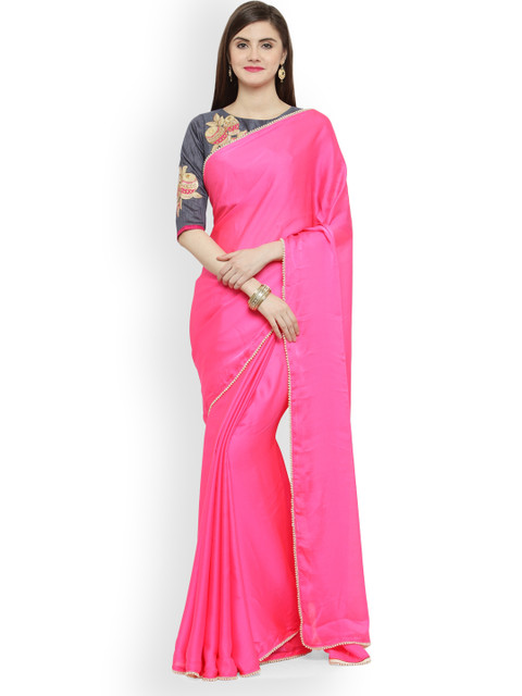 

Shaily Pink Embellished Satin Saree