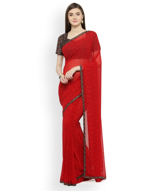 

Shaily Red Printed Pure Georgette Saree