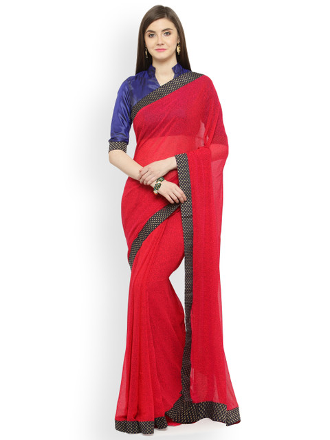 

Shaily Pink Printed Pure Georgette Saree