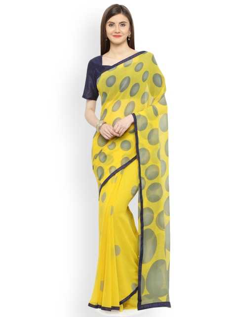 

Shaily Yellow Printed Pure Georgette Saree