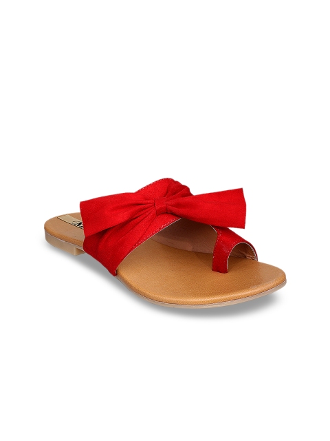 

GNIST Women Red Solid Synthetic One Toe Flats