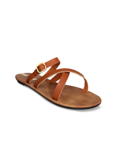

GNIST Women Tan Solid Synthetic Open Toe Flats