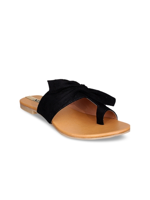 

GNIST Women Black Solid Synthetic One Toe Flats