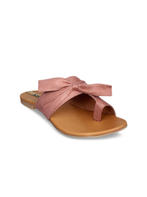 

GNIST Women Pink Solid Synthetic One Toe Flats