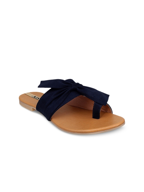 

GNIST Women Navy Blue Solid Synthetic One Toe Flats