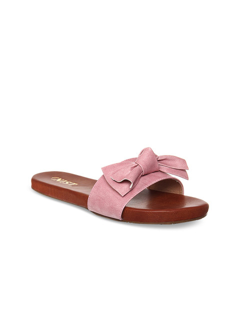 

GNIST Women Pink Solid Synthetic Open Toe Flats