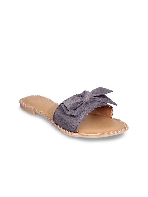 

GNIST Women Taupe Solid Suede Open Toe Flats
