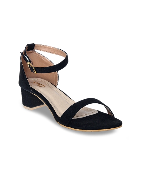 

GNIST Women Black Solid Sandals