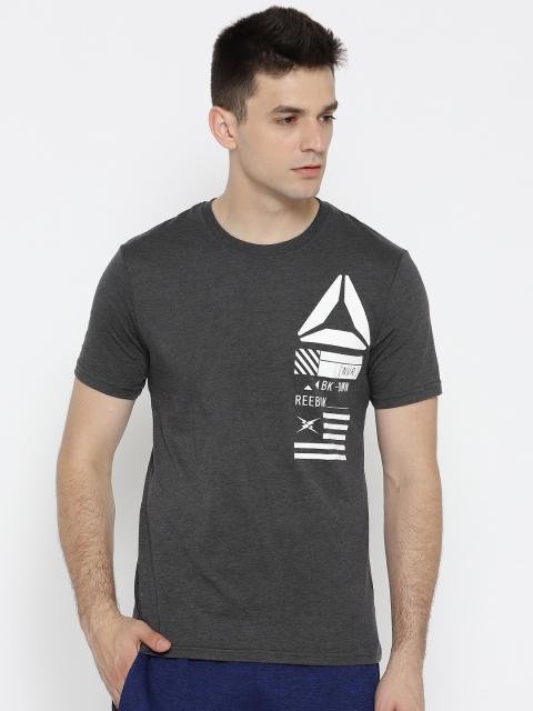 

Reebok Men Charcoal Grey Fitness Graphic Printed T-shirt