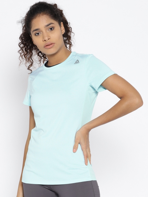 

Reebok Women Blue Core 2 Solid Round Neck Training T-shirt