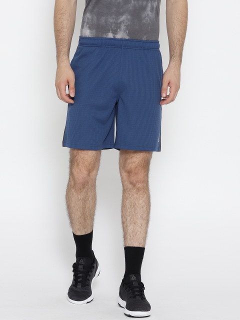

Reebok Men Blue Self-Checked ATLTIC Poly Sports Shorts