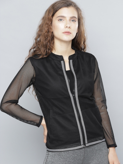 

NUSH Women Black Solid Sporty Jacket