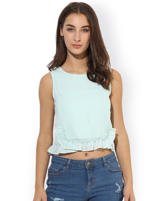 

Heather Hues Women Blue Solid Crop Top