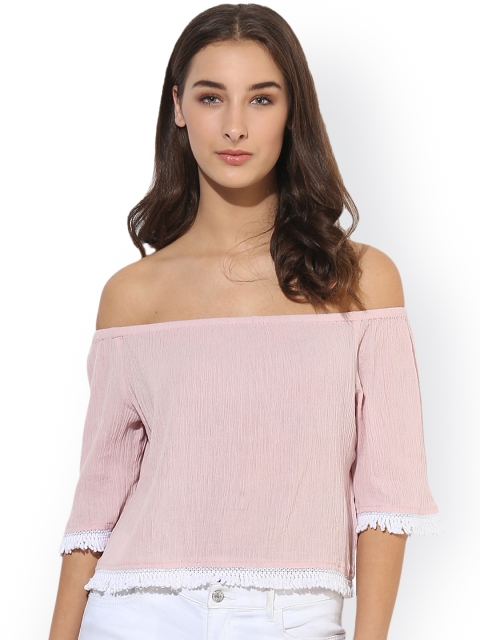 

Heather Hues Women Pink Solid Off Shoulder Top