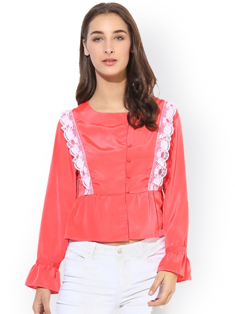 

Heather Hues Women Pink Solid Peplum Top