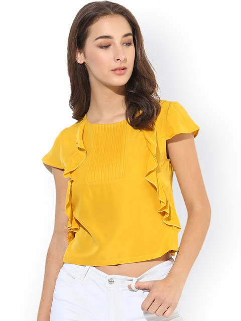 

Heather Hues Women Yellow Solid Top