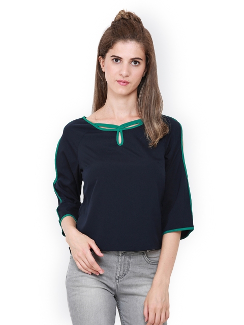 

Heather Hues Women Navy Blue Solid Top