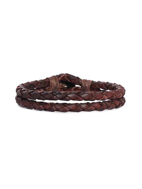 

Alvaro Castagnino Brown Leather Wraparound Bracelet