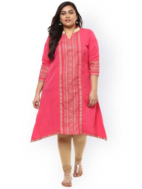 

Kira Plus Women Pink Printed A-Line Kurta