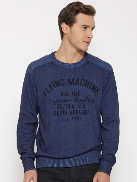 

Flying Machine Men Blue Printed Sweater