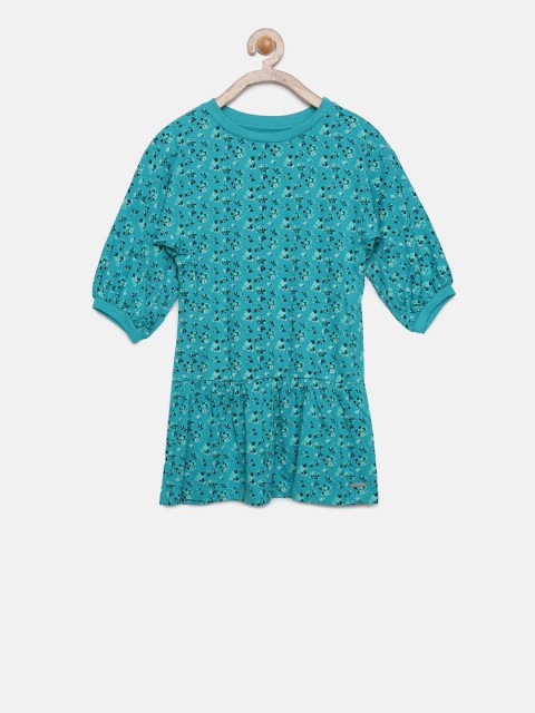 

U.S. Polo Assn. Kids Girls Green Printed Peplum Dress