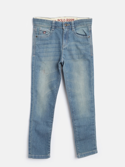

U.S. Polo Assn. Kids Girls Blue Mid-Rise Clean Look Stretchable Jeans