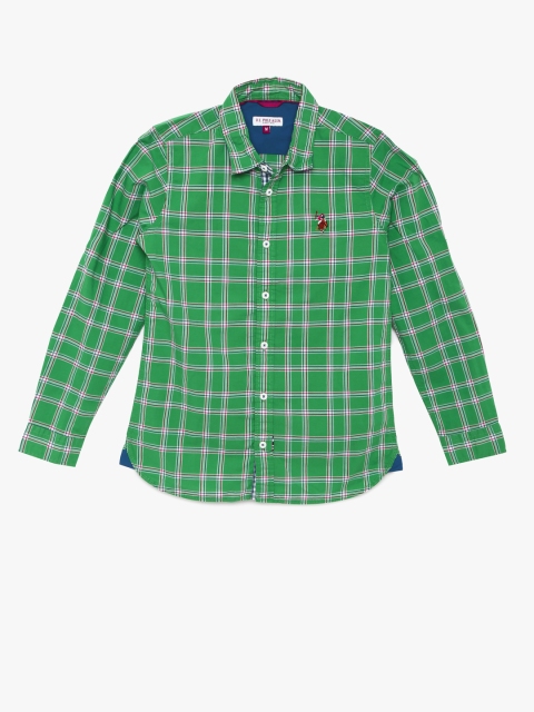 

U.S. Polo Assn. Kids Boys Green Checked Casual Shirt