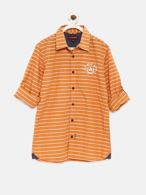 

U.S. Polo Assn. Kids Boys Orange Striped Shirt