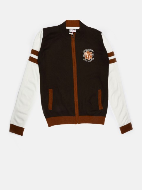 

U.S. Polo Assn. Kids Boys Brown Colourblocked Cardigan