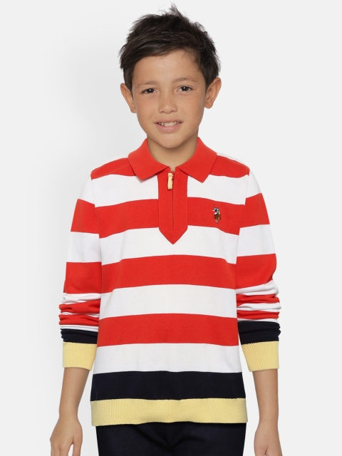 

U.S. Polo Assn. Kids Boys Red & White Striped Pullover Sweater