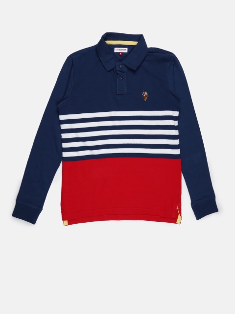 

U.S. Polo Assn. Kids Boys Navy & Red Striped Polo T-shirt, Navy blue