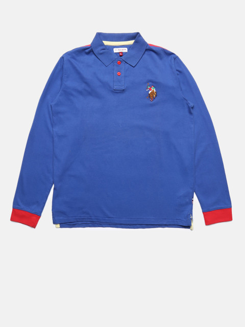 

U.S. Polo Assn. Kids Boys Blue Solid Polo Collar T-shirt