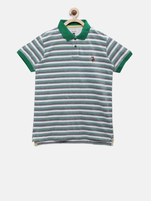 

U.S. Polo Assn. Kids Boys Green Striped Polo T-shirt