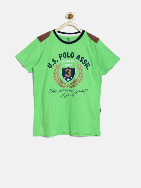 

U.S. Polo Assn. Kids Boys Green Printed T-shirt
