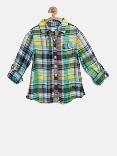 

U.S. Polo Assn. Kids Girls Green & Yellow Checked Casual Shirt