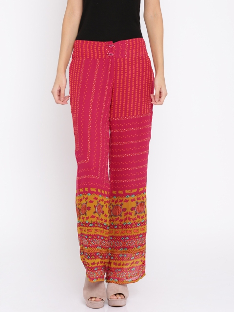 

Global Desi Women Pink Printed Palazzo Trousers