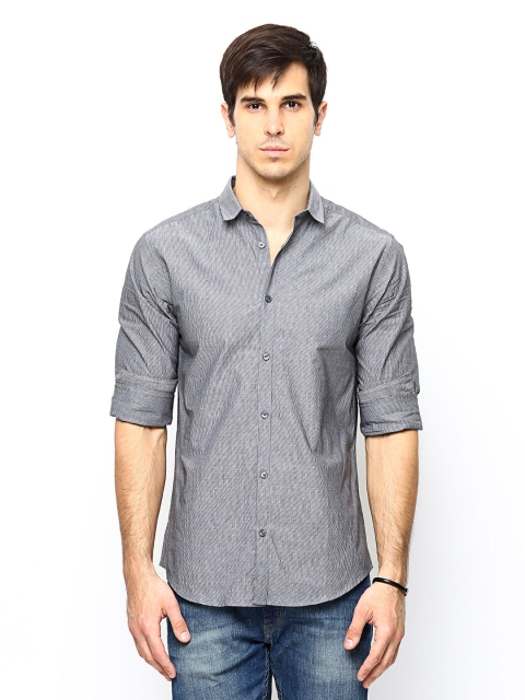

Jack & Jones Men Grey Striped Slim Fit Casual Shirt
