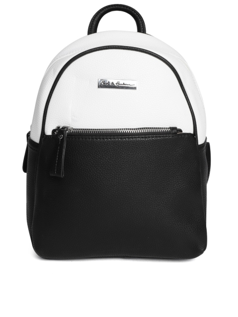 

Mast & Harbour Women Black & White Colourblocked Backpack