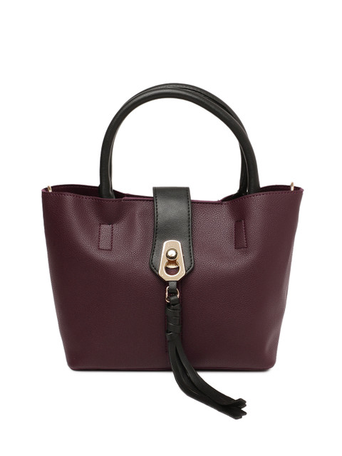 

DressBerry Burgundy Solid Handheld Bag with Detachable Pouch