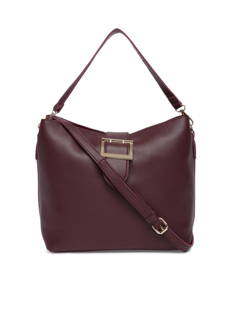 

DressBerry Burgundy Solid Hobo Bag