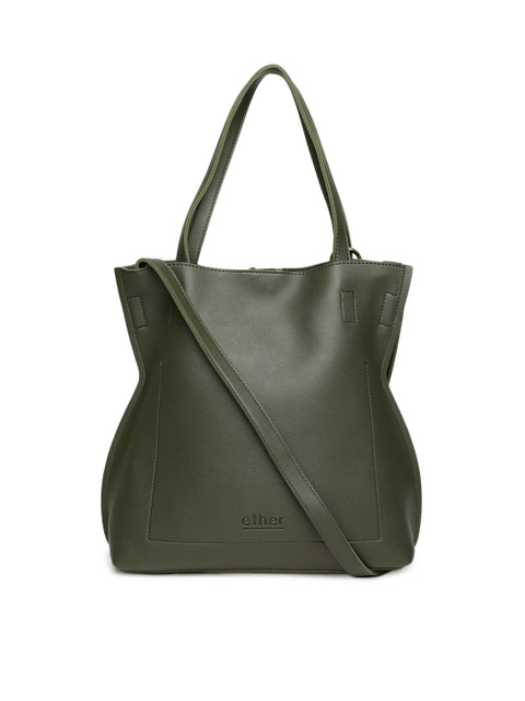 

ether Olive Green Solid Shoulder Bag