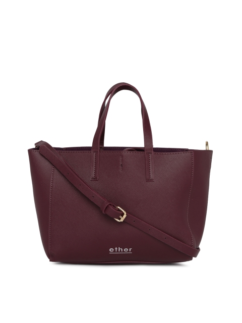 

ether Burgundy Solid Tote Bag