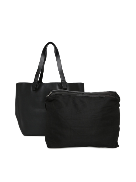 

ether Black Solid Tote Bag