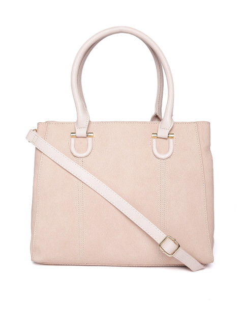 

Mast & Harbour Peach-Coloured Textured Handheld Bag with Detachable Sling Strap