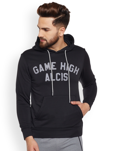 

Alcis Men Black Solid Hooded Sweatshirt