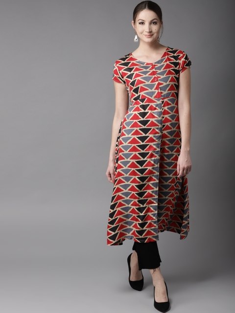

HERE&NOW Women Multicoloured Geometric Print A-Line Kurta, Multi