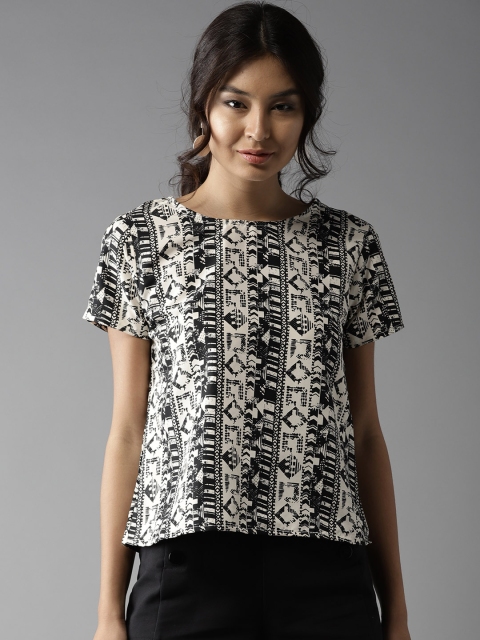 

Moda Rapido Women Off-White & Black Printed Top