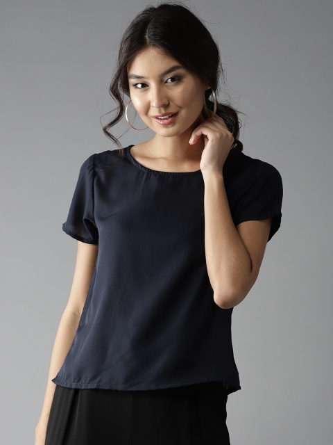 

Moda Rapido Women Navy Blue Solid Top