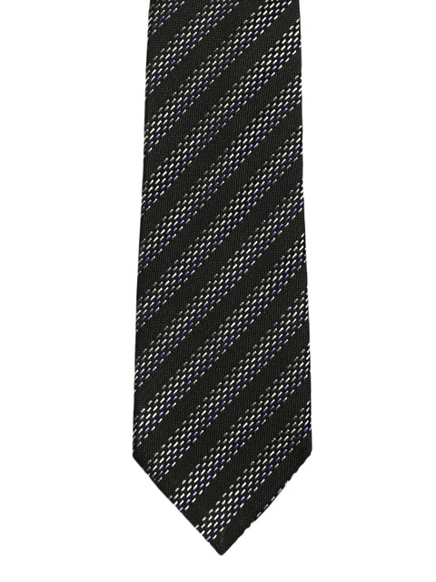 

Alvaro Castagnino Black & Grey Striped Skinny Tie