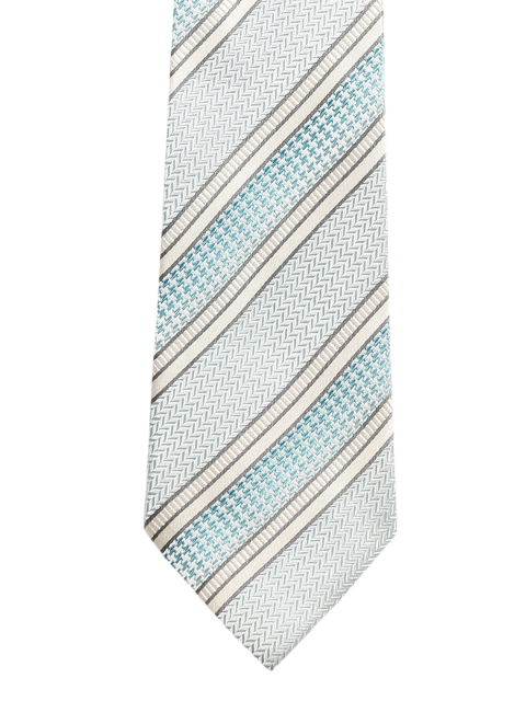 

Alvaro Castagnino Off-White & Blue Woven Design Skinny Tie